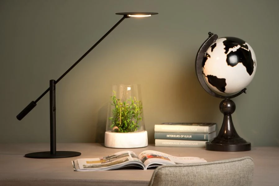 Lucide ANSELMO - Lampe de bureau - Ø 18 cm - LED Dim. - 1x9W 3000K - Noir - ambiance 1